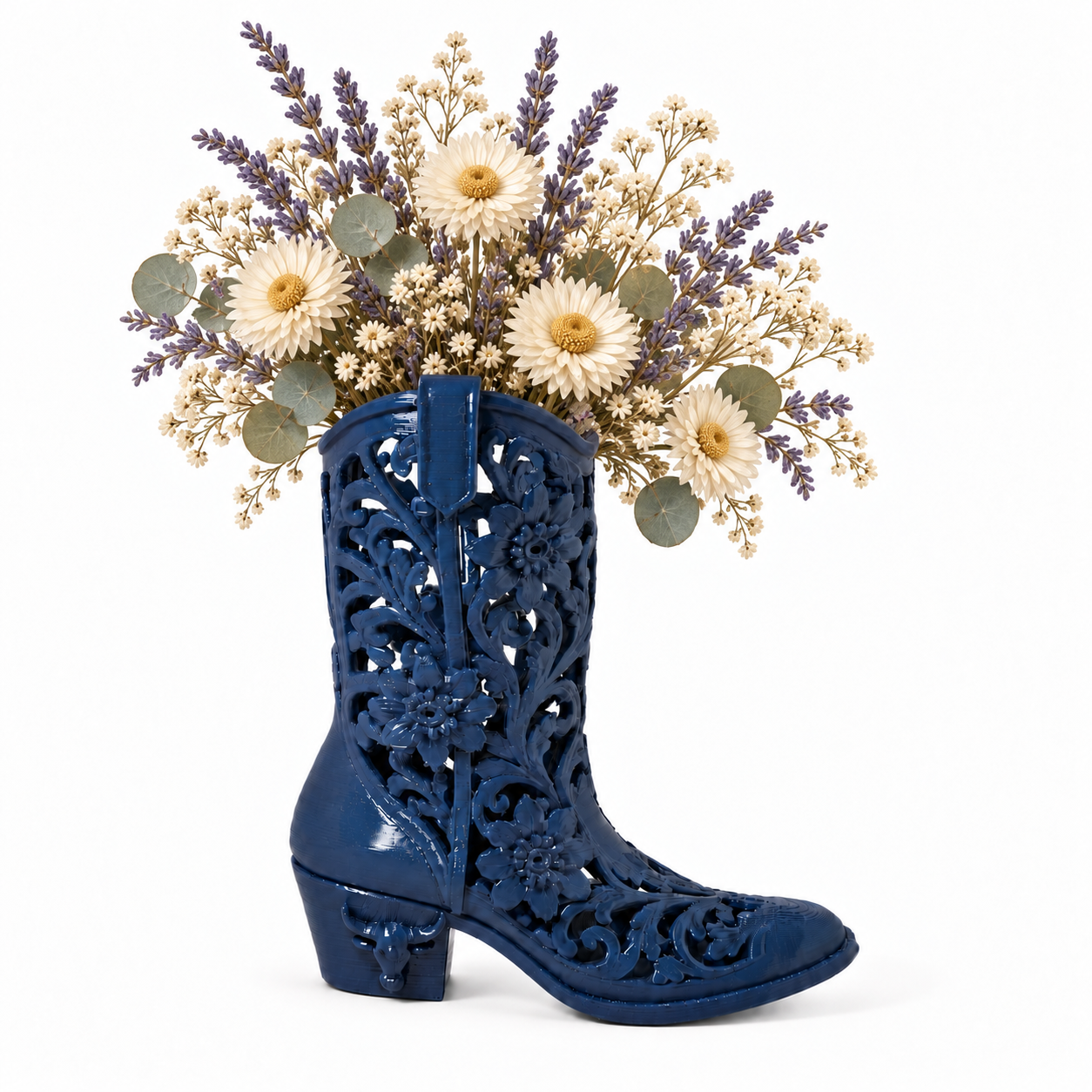 Longhorn Lace Boot Vase
