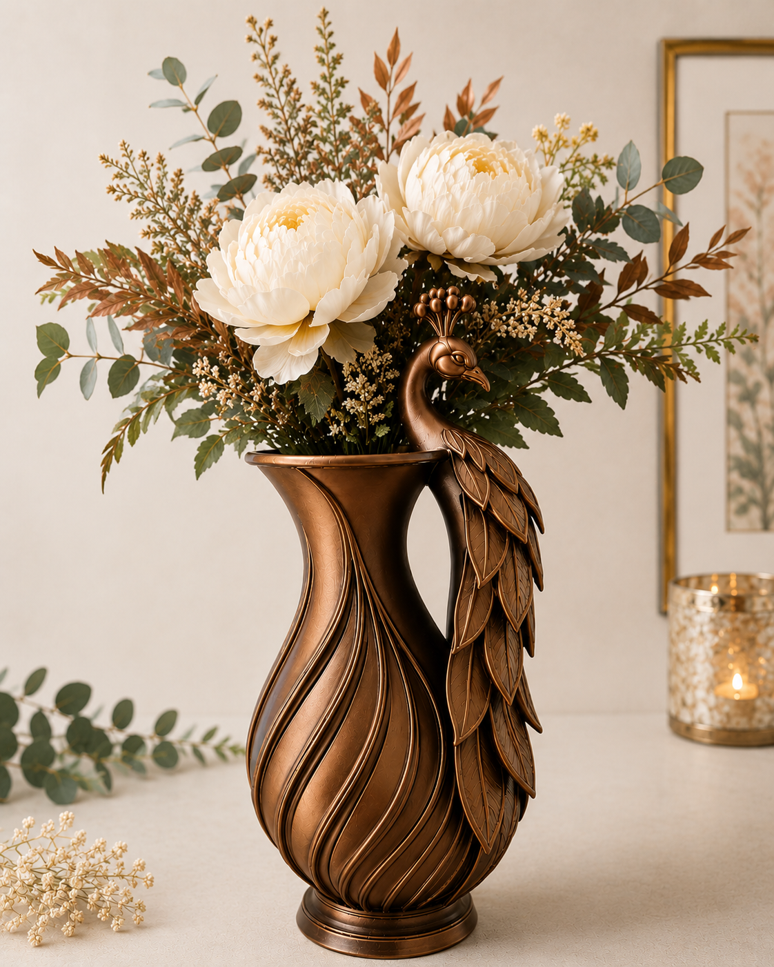 Regal Peacock Vase