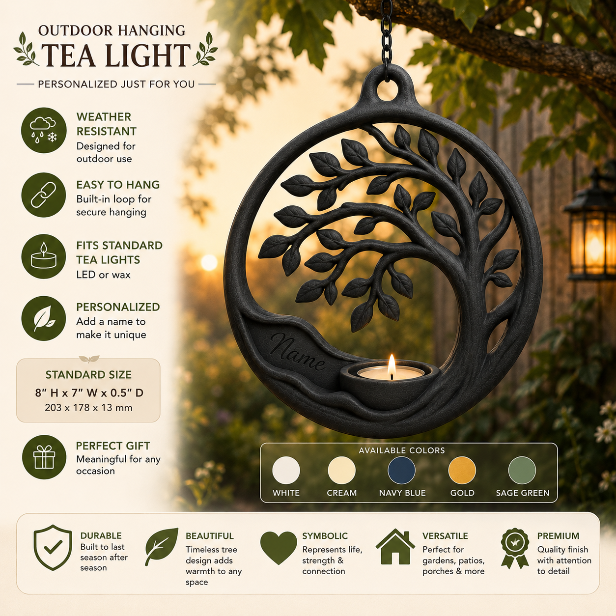 Tree of Life Hanging Tea Light Lantern
